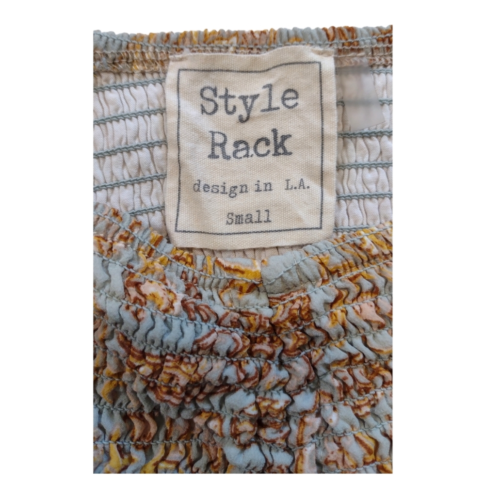 Style Rack Ruched Blue Paisley Top - Picture 4 of 6